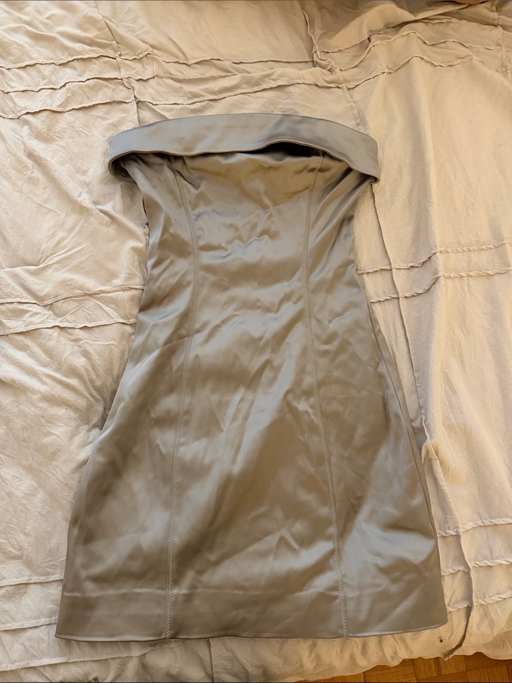 Aritzia Strapless Fold-Over Bodycon Dress in Taupe